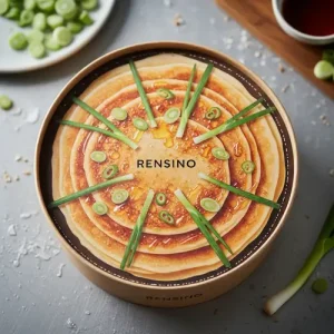 Rensinoロゴ付きの茶色の円形紙箱、ギフトまたは小売包装に適しており、カスタムデザインが可能です