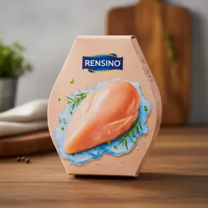 صندوق ورق سداسي وردي مع رسم توضيحي للطعام، مناسب للتغليف الهدايا أو التجزئة، تصميم مخصص متاح