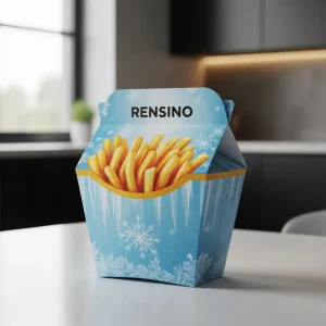 Caja de regalo de papel azul con patrón de copos de nieve, adecuada para empaques de alimentos o venta al por menor, diseño personalizado disponible