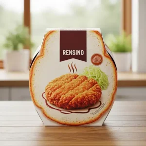 Scatola di carta bianca con immagine di cibo, adatta per imballaggio di alimenti o articoli regalo, personalizzabile per vendita al dettaglio e esposizione