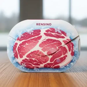 Scatola di Carta Bianca con Pattern di Carne, Adatta per Imballaggio Alimentare, Design Personalizzato Disponibile