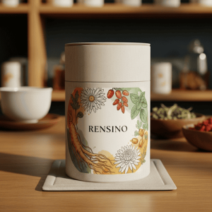 Cream-colored Paper Tube with Artistic Floral and Root Pattern, Suitable for Gift or Retail Packaging