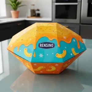 RENSINOロゴ入りのカラフルな幾何学的紙箱、ギフト、リテール、またはディスプレイ包装に適しています