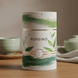 Tube en papier rigide blanc avec motif de feuille verte, adapté pour l'emballage de cadeaux ou de cosmétiques, personnalisable par OEM/ODM