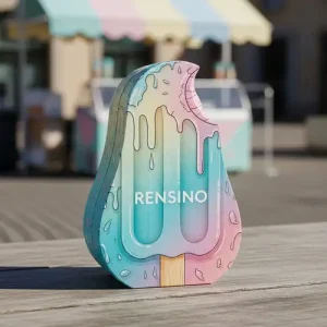 滴るパターンのカラフルなアイスクリーム型紙ボックス、ギフトや小売パッケージに適しており、カスタムデザインが利用可能