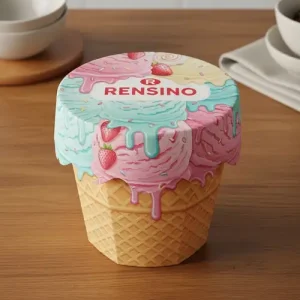علبة ورقية على شكل مخروط الآيس كريم بتصميم ملون متدفق، مناسبة للهدايا أو التعبئة للبيع بالتجزئة
