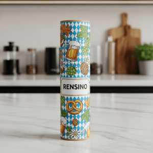 Bunter Papiertube mit Bierkrug- und Hopfenmuster, geeignet für Geschenk- oder Einzelhandelsverpackungen