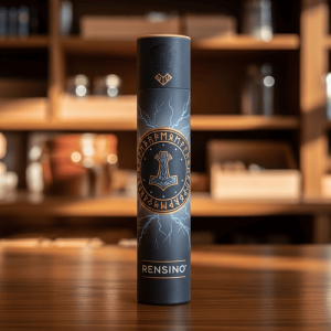Tube en papier noir avec motif d'éclair, adapté pour l'emballage cadeau ou d'affichage, personnalisation en usine disponible
