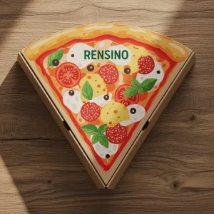 Caixa de Pizza Triangular com Impressão Colorida, Adequada para Embalagem de Alimentos e Design Personalizado