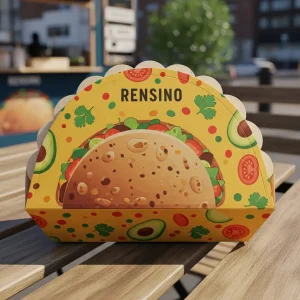 Caixa de Papel Colorida com Padrão de Alimentos, Adequada para Embalagem de Presentes ou Varejo, Design Personalizado Disponível
