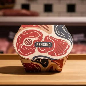 Colorful Paper Food Container with Meat Pattern, Suitable for Takeout or Gift Packaging