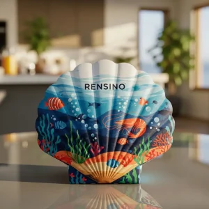 Colorful Paper Fan with Underwater Marine Pattern, Suitable for Gift or Display Use