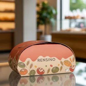 Scatola di Carta Rosa con Motivo di Grano e Verdure, Adatta per Imballaggio Regalo o al Dettaglio, Design Personalizzato Disponibile