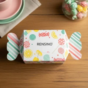 Colorful Candy Pattern Paper Box with Butterfly Tabs, Suitable for Gift or Retail Packaging