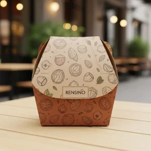Brown Paper Gift Box with Nut Pattern, Custom Design Available