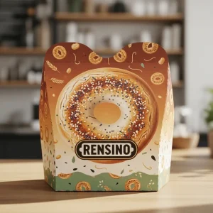 Caixa de Papel Colorida com Padrão de Donut, Adequada para Embalagem de Presente ou Varejo, Design Personalizado Disponível