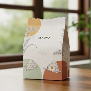 Sacchetto di Carta Bianco con Motivo di Grano, Adatto per Imballaggio Regalo o al Dettaglio, Design Personalizzabile
