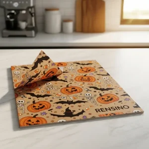 Carta Regalo di Carta a Tema Halloween con Motivo di Zucche e Scheletri, Design Personalizzato Disponibile