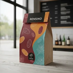 Saco de Papel Colorido com Padrão de Folha, Adequado para Embalagem de Presentes ou Varejo, Design Personalizado Disponível