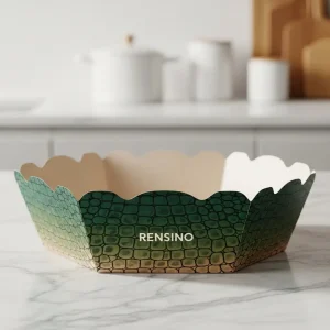 Tigela de Papel Hexagonal Colorida com Logotipo Rensino, Adequada para Exibição ou Embalagem de Presente