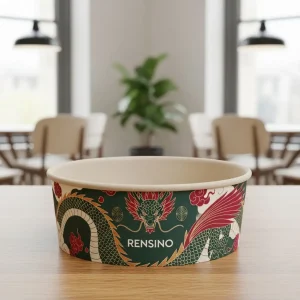 Tigela de Papel Colorida com Padrão de Dragão, Adequada para Embalagem de Alimentos e Presentes, Design Personalizável