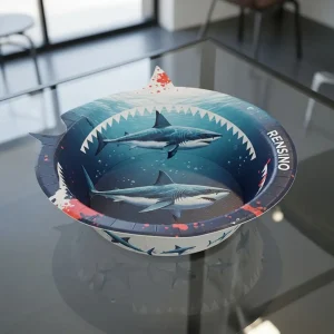 Tube en papier avec motif de requin bleu, adapté pour un emballage de cadeau ou de vente au détail, design personnalisé disponible