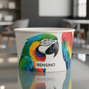 Bunter Pappbecher mit Papageienmuster, geeignet für Einzelhandel oder Geschenkverwendung, benutzerdefinierter Druck verfügbar