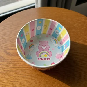 Tigela de Papel Colorida com Padrão de Urso e Arco-Íris, Adequada para Lanches de Crianças ou Embalagem de Presentes
