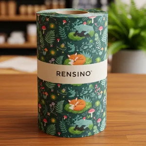 Tubo di Carta Colorato con Motivo di Foresta e Volpe, Adatto per Confezioni Regalo o Vendita al Dettaglio, Personalizzazione di Alta Qualità Disponibile