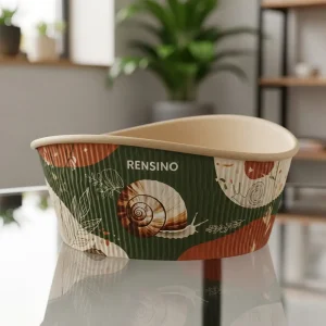 Green Paper Cup with Shell Pattern, Suitable for Food and Beverage, Custom Design Available