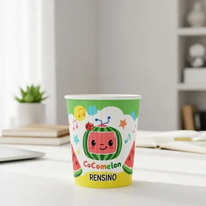 Bunter Pappbecher mit Cartoon-Wassermelonen-Design, geeignet für Getränke und Snacks für Kinder, Fabrikanpassung verfügbar