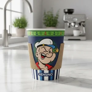 Bunte Pappbecher mit maritimem Muster, geeignet für Getränke- und Geschenkverpackungen, individuelles Design verfügbar