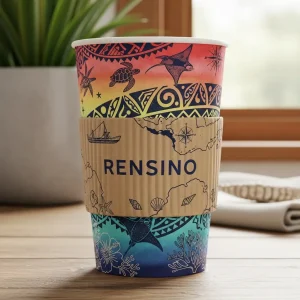 Bunter Pappbecher mit Ozean- und Tiermustern, geeignet für Getränke- und Geschenkverpackungen, anpassbares Design