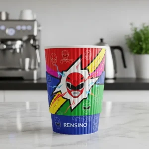 Colorful Paper Cup with Superhero Mask Pattern, Suitable for Beverage and Promotional Use, Factory Customization Available