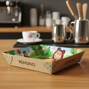 Vassoio di carta colorato con motivo cartoon, adatto per regalo o esposizione al dettaglio, stampa personalizzata disponibile