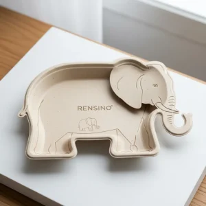 Beiger, elefantenförmiger Pappkarton mit RENSINO-Logo, geeignet für Geschenk- oder Ausstellungsverpackungen, individuelle Gestaltung verfügbar