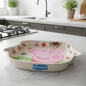 Vassoio di carta a tema Peppa Pig con illustrazione colorata, adatto per snack o giochi per bambini, personalizzazione diretta in fabbrica