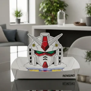 ガンダムの頭のイラストが描かれた白い紙製ギフトボックス、カスタムデザイン可能