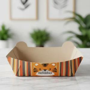 Colorful Paper Food Tray with Tiger Pattern, Suitable for Retail or Gift Packaging, Customizable Design Available