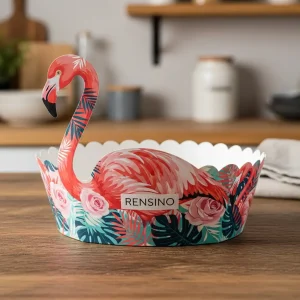 Cesta de Papel em Forma de Flamingo Colorido com Padrão Floral, Adequada para Presente ou Exibição, Fábrica com Capacidades de P&D e Personalização