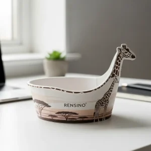 Giraffe-Shaped Paper Bowl with Safari Pattern, Custom Design Available