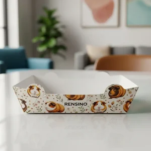 Scatola espositiva bianca con motivo di porcellino d'India, design personalizzato disponibile