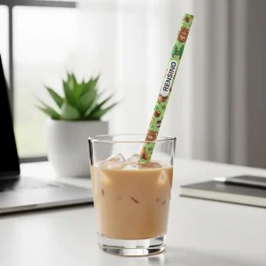 Colorful Paper Straw with Cartoon Pattern, Suitable for Beverage Packaging and Promotional Use