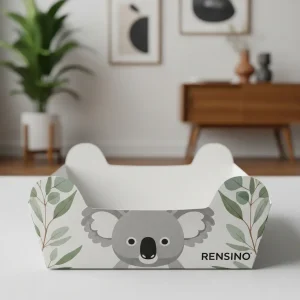 Scatola di carta bianca con illustrazione di koala, adatta per confezioni regalo e vendita al dettaglio, design personalizzato disponibile