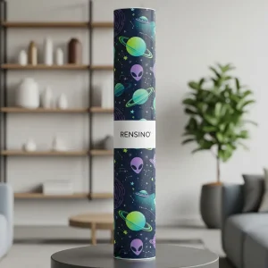 Tubo di carta a tema spaziale con motivo di alieni e pianeti, adatto per imballaggi regalo o al dettaglio, design personalizzabile di RENSINO