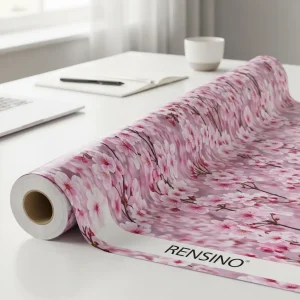 Carta da imballaggio con motivo di fiori di ciliegio rosa, adatta per imballaggi regalo e vendita al dettaglio, stampa personalizzata disponibile