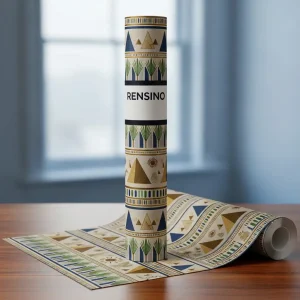 Tubo di carta stampato con motivo geometrico, adatto per imballaggio regalo o al dettaglio, personalizzazione disponibile