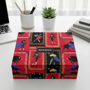Red Paper Gift Box with Artistic Pattern, Suitable for Gift, Retail, or Display Packaging