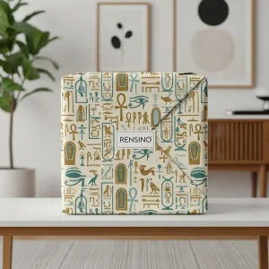 White Paper Gift Box with Egyptian Hieroglyphs Pattern, Custom Design Available