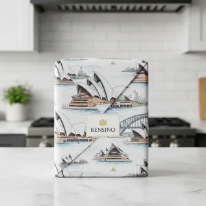 White Paper Gift Box with Sydney Opera House Pattern, Custom Design Available